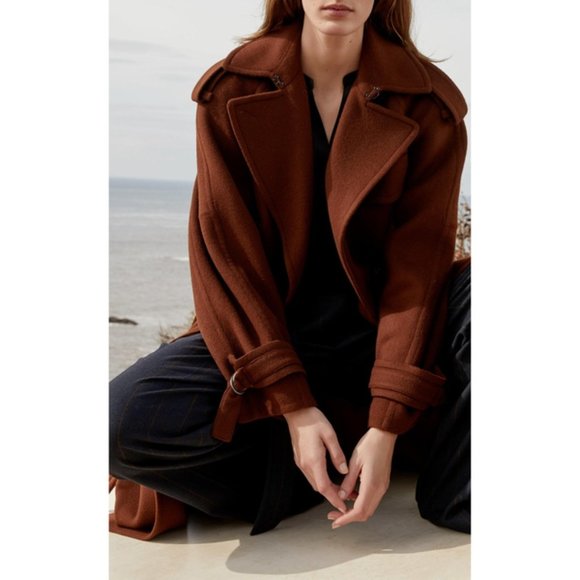 Vince Belted Wool Blend Trench Coat - Picture 2 of 5